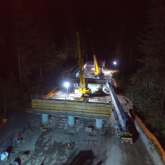 Night time girder erection